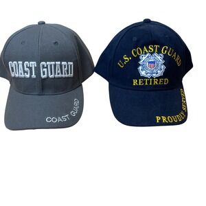 US Coast Guard Embroidered Baseball Caps Navy Blue Yellow Logo‎ Patch, 2
